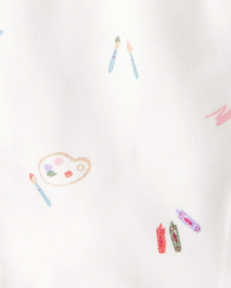 Baby Girl Paint Print PurelySoft Pull-On Pants - White/Purple