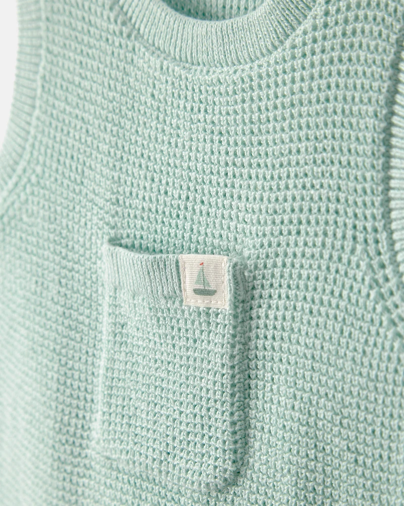 Baby Crochet Bubble Romper - Green