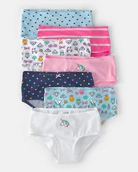Girls 7-Pack Blue Unicorn Brief Underwear