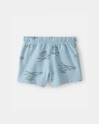 Baby Boy Helicopter French Terry Shorts - Blue