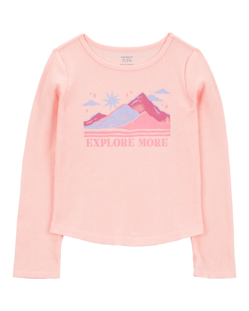 Kid Waffle Knit Long-Sleeve Tee - Pink