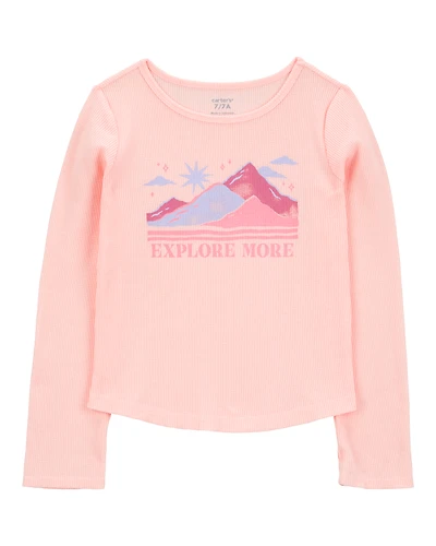 Kid Waffle Knit Long-Sleeve Tee - Pink