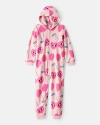 Girls Cherry Long-Sleeve Loose Fit 1-Piece Pyjamas-Pink