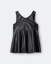 Toddler Girl Faux Leather Sleeveless Dress - Black