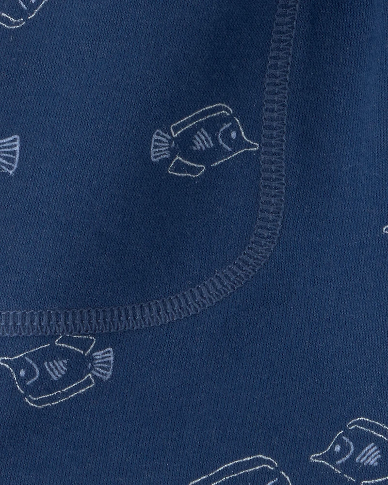 Baby Boy Fish French Terry Shorts - Blue