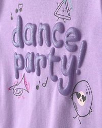 Toddler Girl Dance Party 100% Cotton 4-Piece Pyjama Set - Purple/Ivory