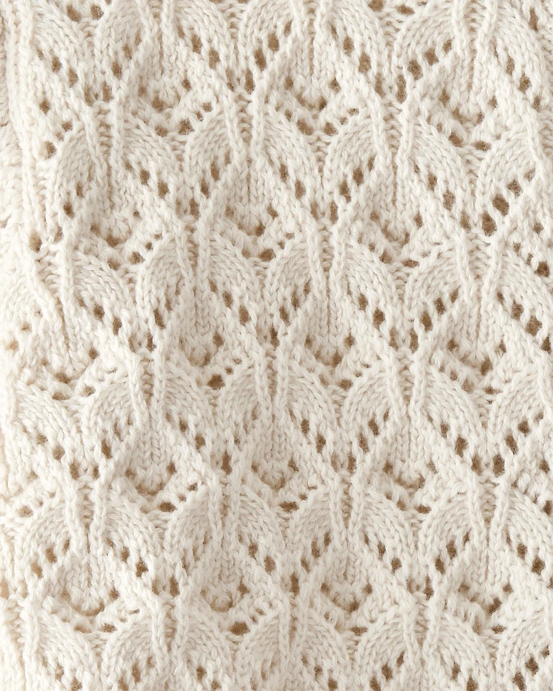 Toddler Girl Organic Cotton Pointelle Sweater Knit Cardigan
