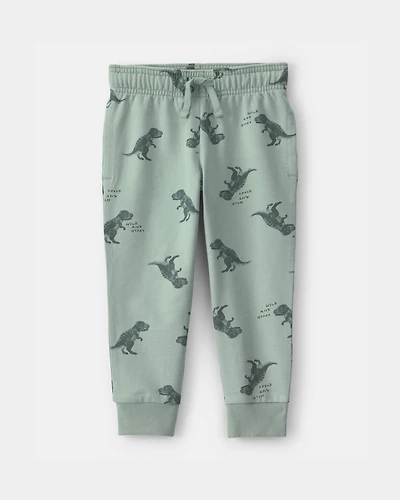 Toddler Boy Dinosaur French Terry Jogger - Green