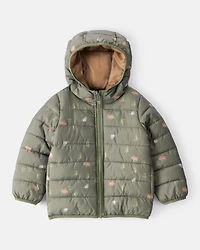 Toddler Wilderness Print Hooded Puffer - Green