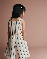 Toddler Girl Wide-Leg Capri Pant Stripes - Cream