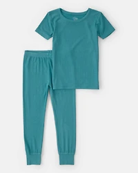 Toddler PurelySoft Short-Sleeve Snug Fit 2-Piece Pyjama Set - Blue