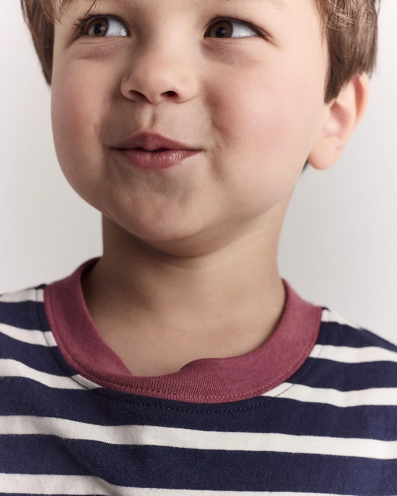 Toddler Striped Short-Sleeve Relaxed Subway Tee - Navy