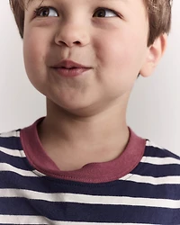 Toddler Striped Short-Sleeve Relaxed Subway Tee - Navy