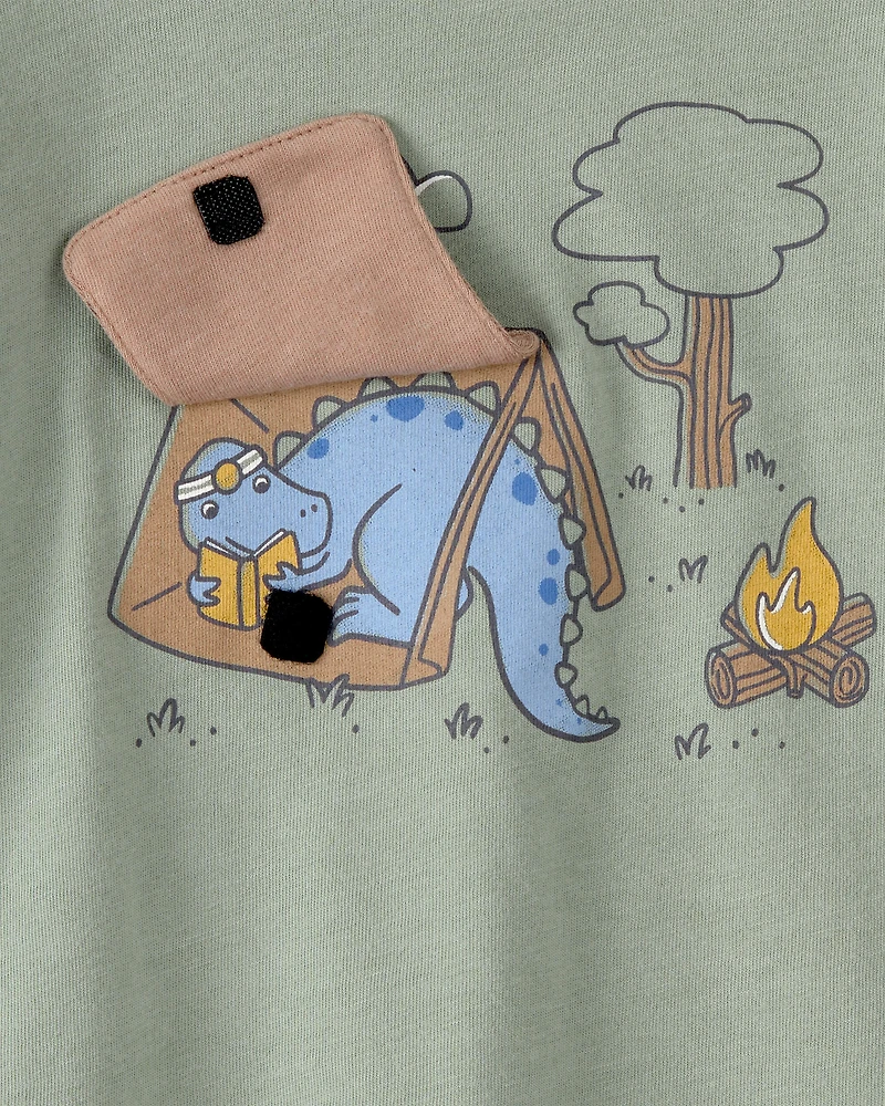 Baby Boy Camping Dinosaur Graphic Tee - Green