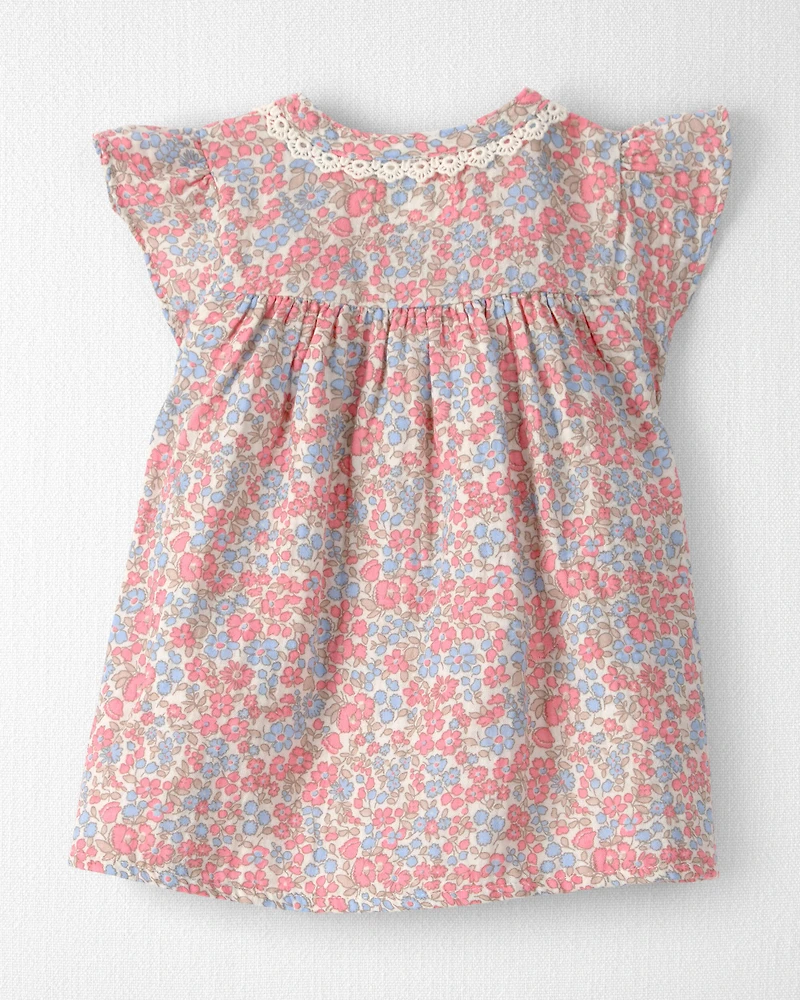 Baby Girl Organic Cotton Gauze Dress Spring Floral