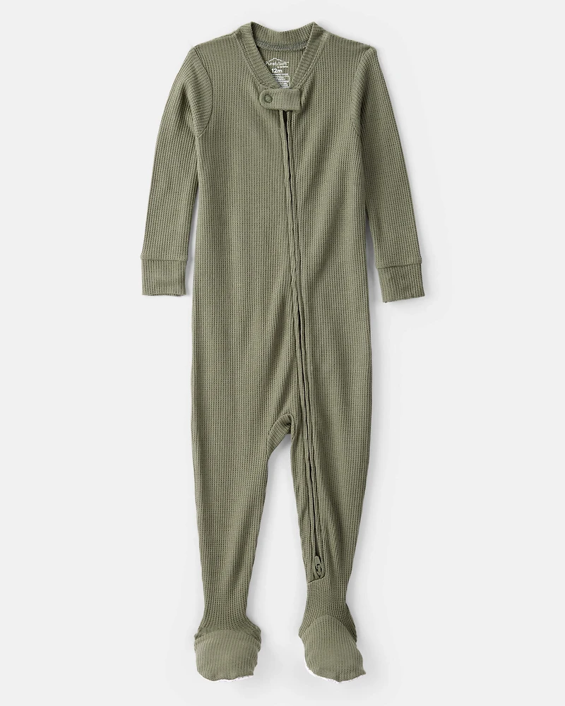 Baby Boy PurelySoft Long-Sleeve 2-Way Zip 1-Piece pyjamas - Green