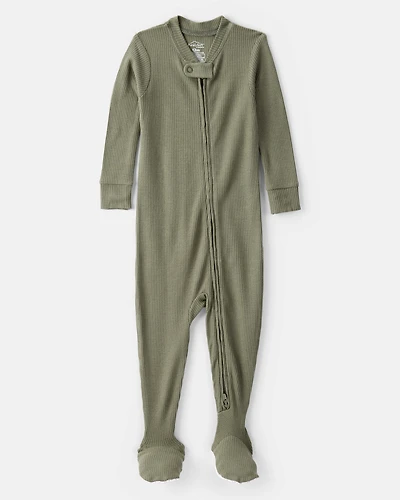 Baby Boy PurelySoft Long-Sleeve 2-Way Zip 1-Piece pyjamas - Green