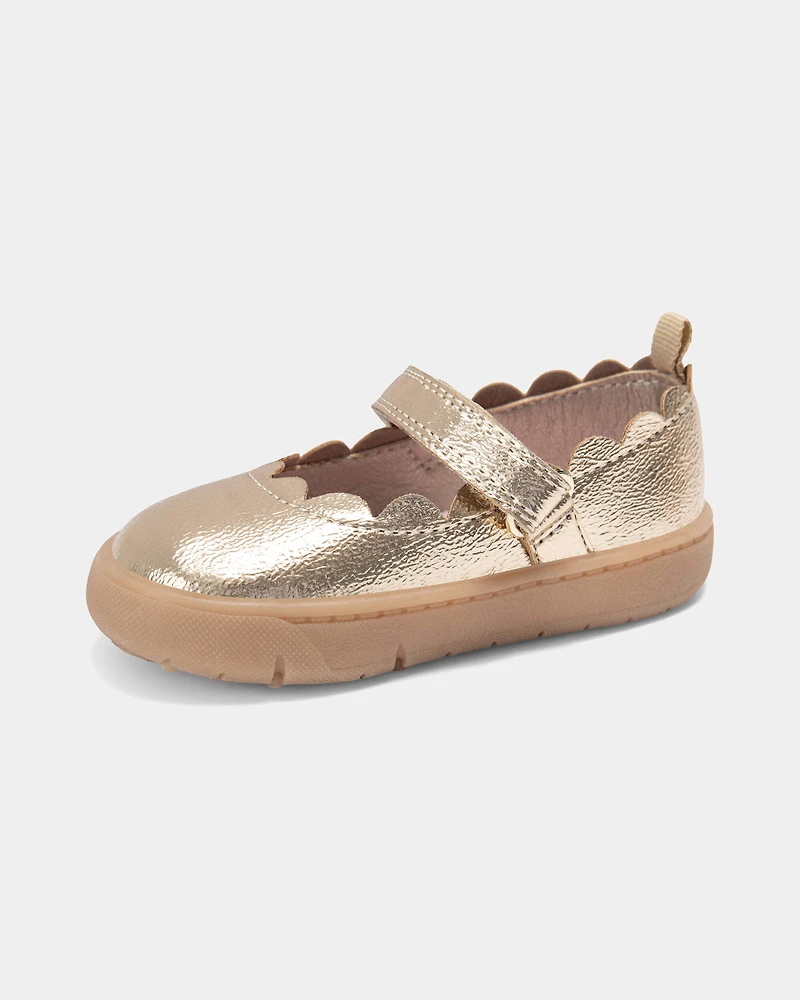 Baby Girl Every Step® First Walker Shiny Dress Shoes - Gold
