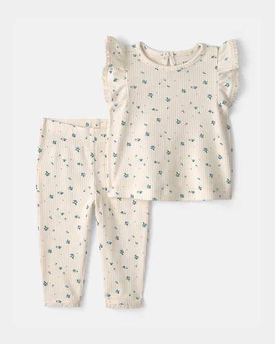 Baby Girl 2-Piece Blueberry Short-Sleeve Top & Pant Set