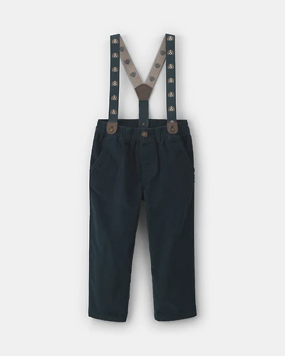 Toddler Boy Corduroy Suspender Pants - Navy Blue