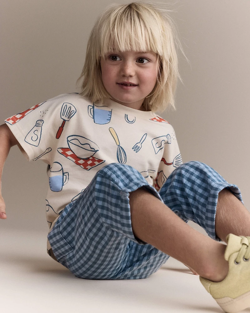 Toddler Seersucker Playground Pant with Pockets - Blue