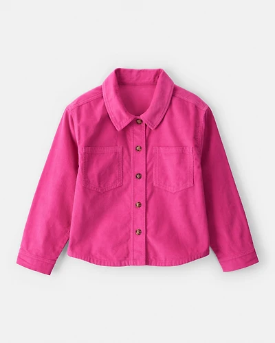 Girls Corduroy Button-Down Shirt - Pink