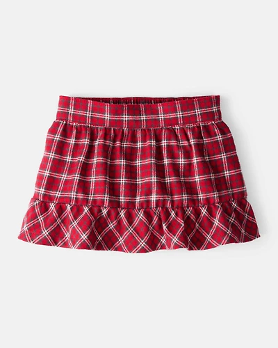 Baby Girl Plaid Cotton Skirt - Red