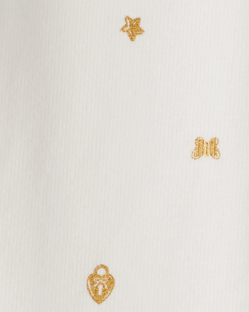 Girls Star Pull-On Stretch Cozy Leggings - Cream