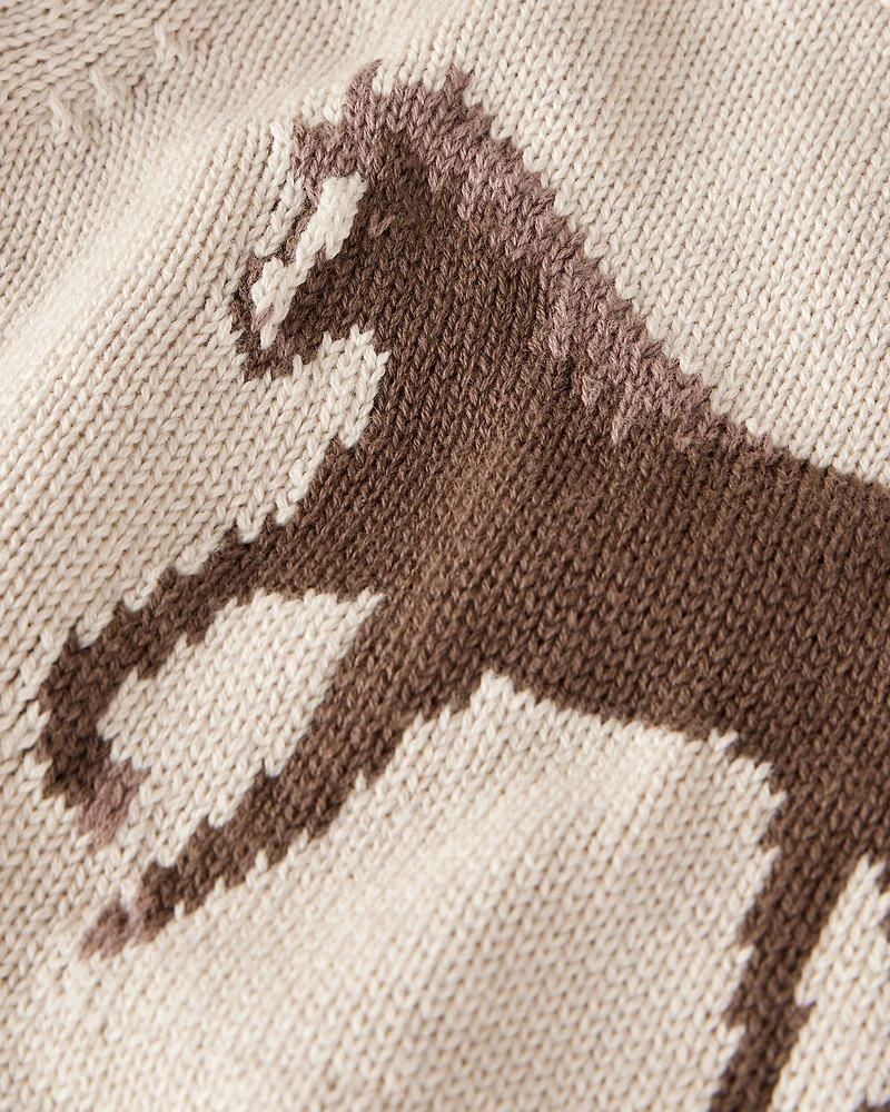 Baby Organic Cotton Horse Sweater Knit Pullover