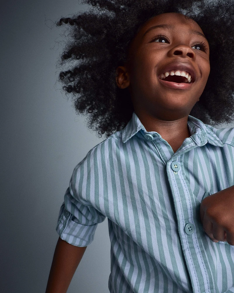 Toddler Boy Button-Down Long-Sleeve Shirt Stripes