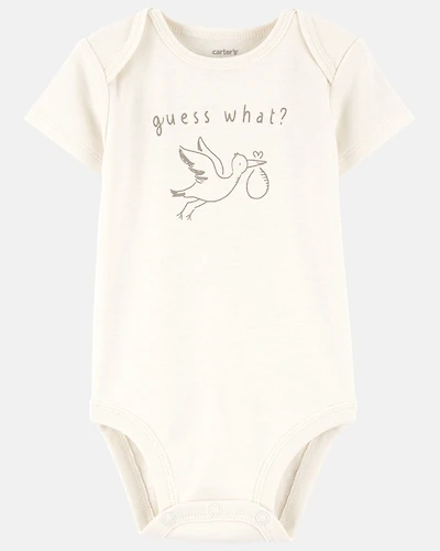 Baby Pregnancy Announcement Cotton Short-Sleeve Graphic Bodysuit - White