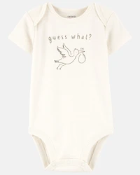 Baby Pregnancy Announcement Cotton Short-Sleeve Graphic Bodysuit - White