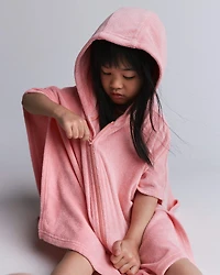 Toddler Girl French Terry Hooded Poncho Towel - Light Pink
