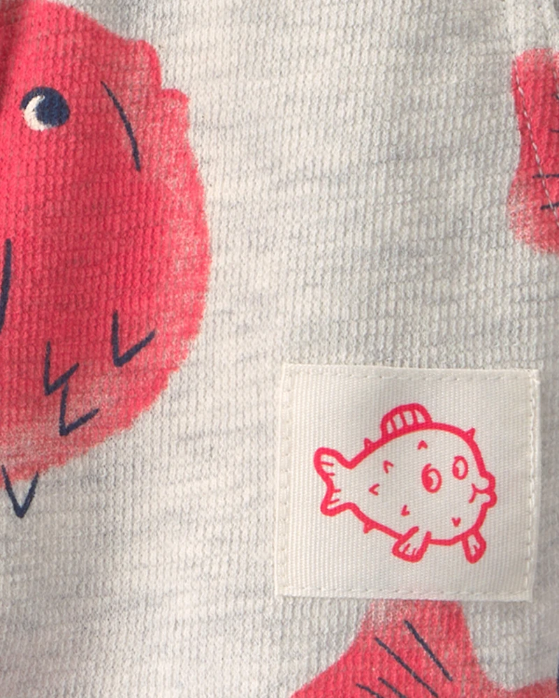 Baby Boy Pufferfish French Terry Shorts - Grey/Red
