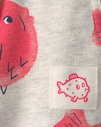 Baby Boy Pufferfish French Terry Shorts - Grey/Red