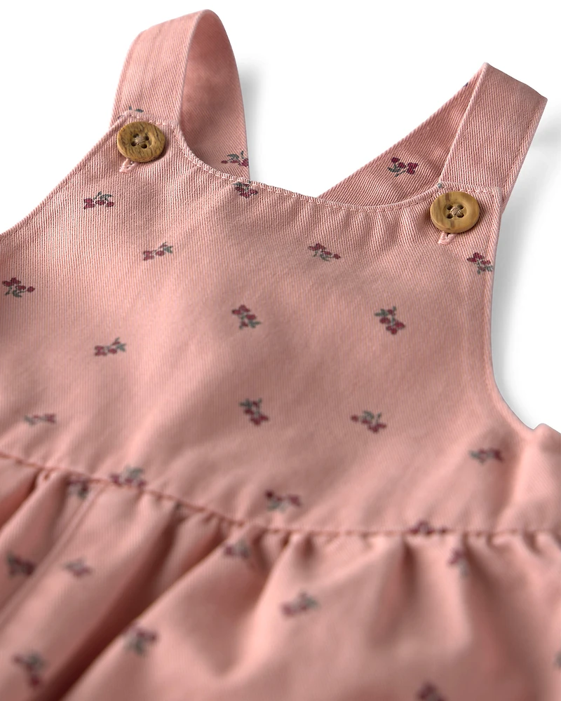 Baby Girl Organic Cotton Twill Wide-Leg Overalls