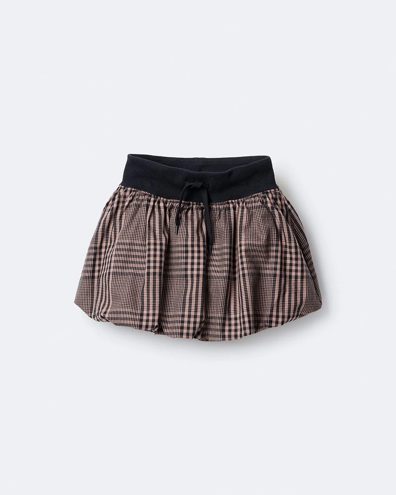 Toddler Girl Bubble Skirt Plaid - Tan