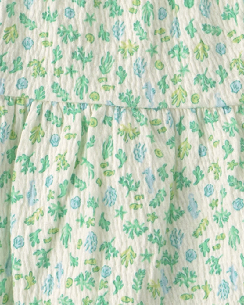 Baby Girl 3-Piece Shell Top & Short Set - Green/Ivory