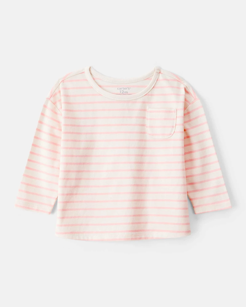 Baby Girl Striped Long-Sleeve Top - Pink