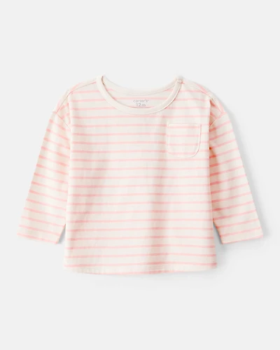 Baby Girl Striped Long-Sleeve Top - Pink