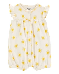 Baby Girl Sun Cotton Short-Sleeve Romper - Cream