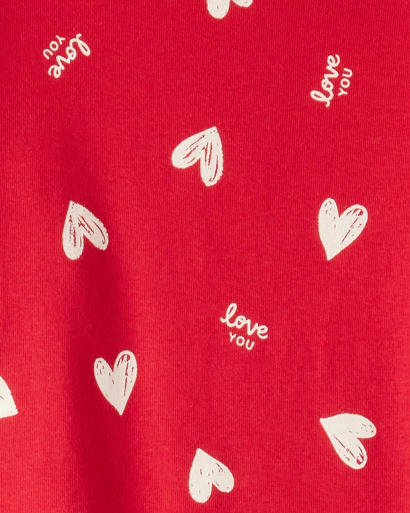 Kid Valentine's Day Heart 100% Cotton Snug Fit 2-Piece Pyjamas - Red