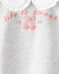 Toddler Girl Life Is Sweet French Terry Short-Sleeve Top - Grey