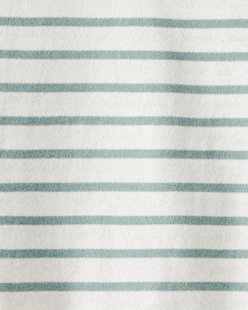 Toddler Girl Striped Long-Sleeve Peplum Top - Green