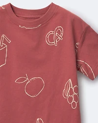 Toddler Relaxed Tee Snack Print - Red