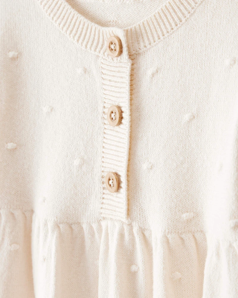 Baby Girl Cotton Long-Sleeve Jumpsuit - White