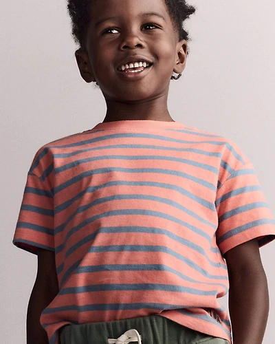 Toddler Boy Relaxed Tee Stripes - Orange/Blue