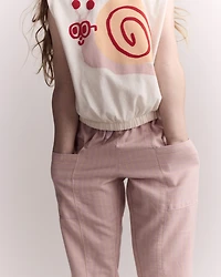 Toddler Girl Pocket Pant Stripes - Rose