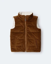 Toddler Zip-Up Corduroy Puffer Vest - Cinnamon