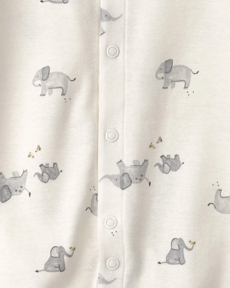 Baby Elephant 100% Cotton Converter Gown - Ivory